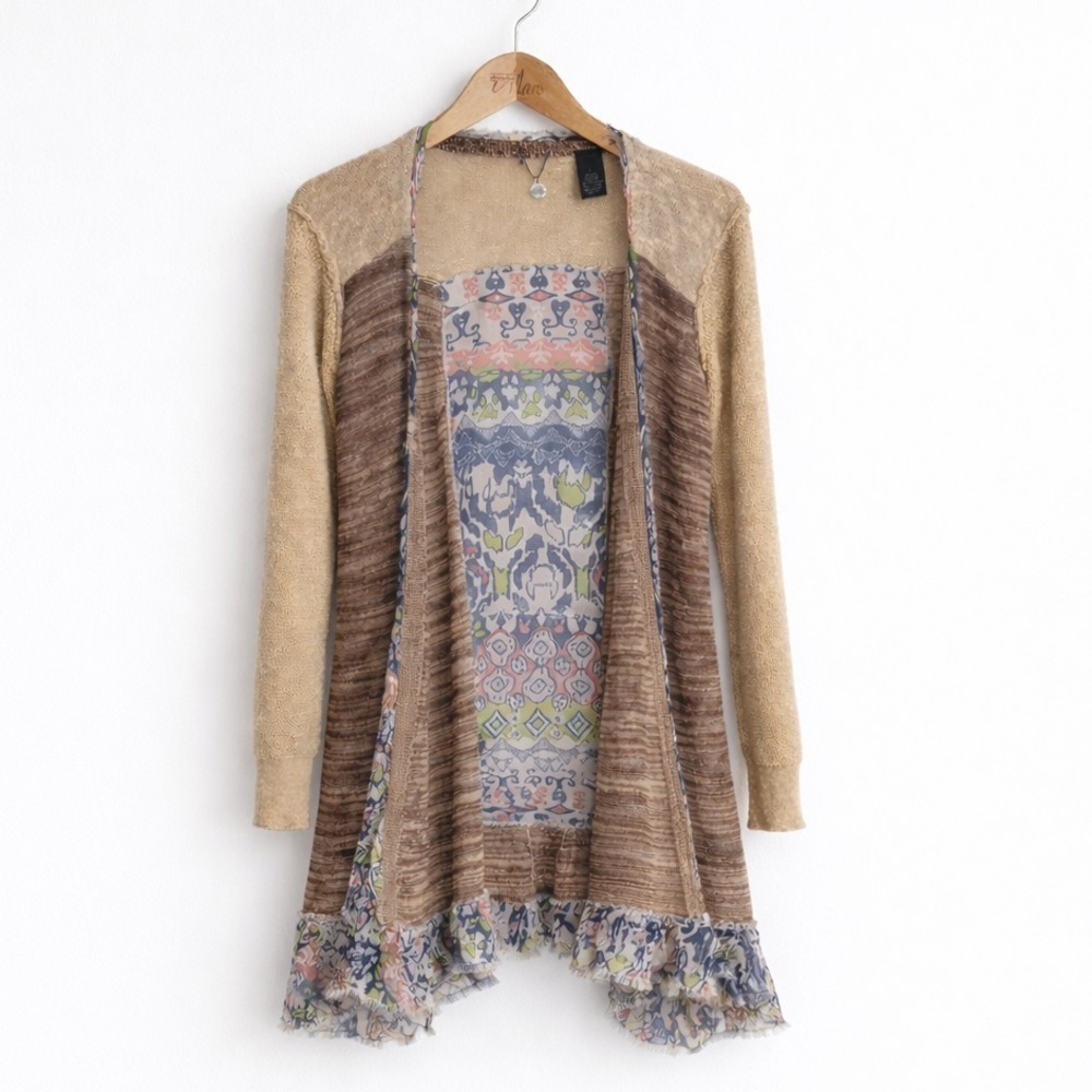 Boho Patchwork Open Cardigan - Size L